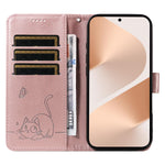 For Huawei Pura 80 Case Cat Pattern Imprint Leather Phone Cover with Wrist Strap