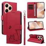 For Huawei Pura 80 Case Cat Pattern Imprint Leather Phone Cover with Wrist Strap