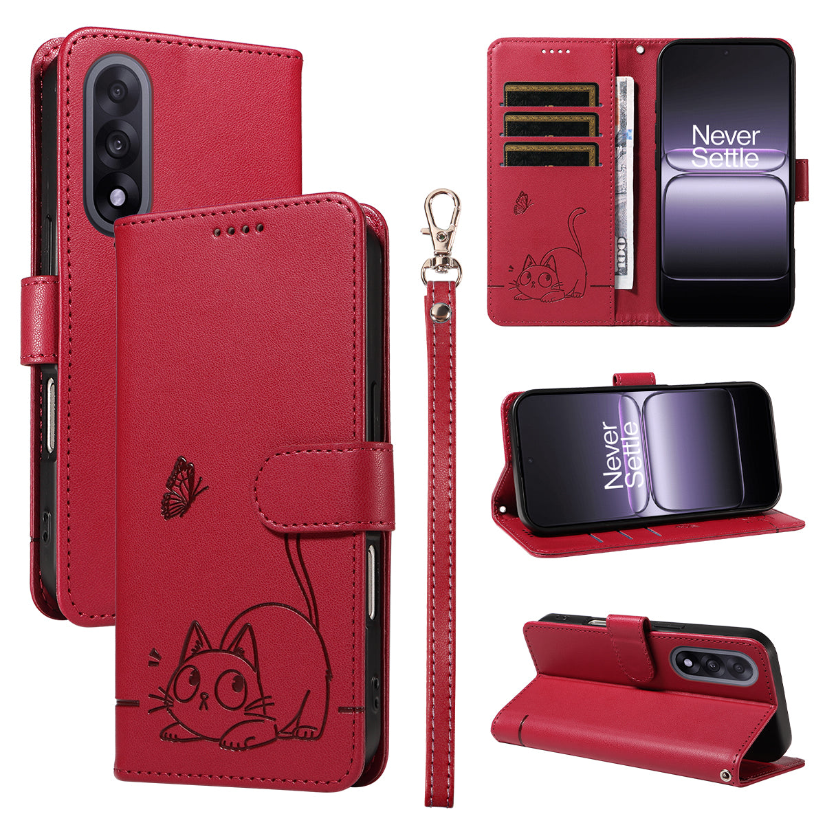 For OnePlus Nord 5 5G / OnePlus Ace 5 Ultra 5G Case Cat Pattern Imprint Leather Phone Cover with Wrist Strap
