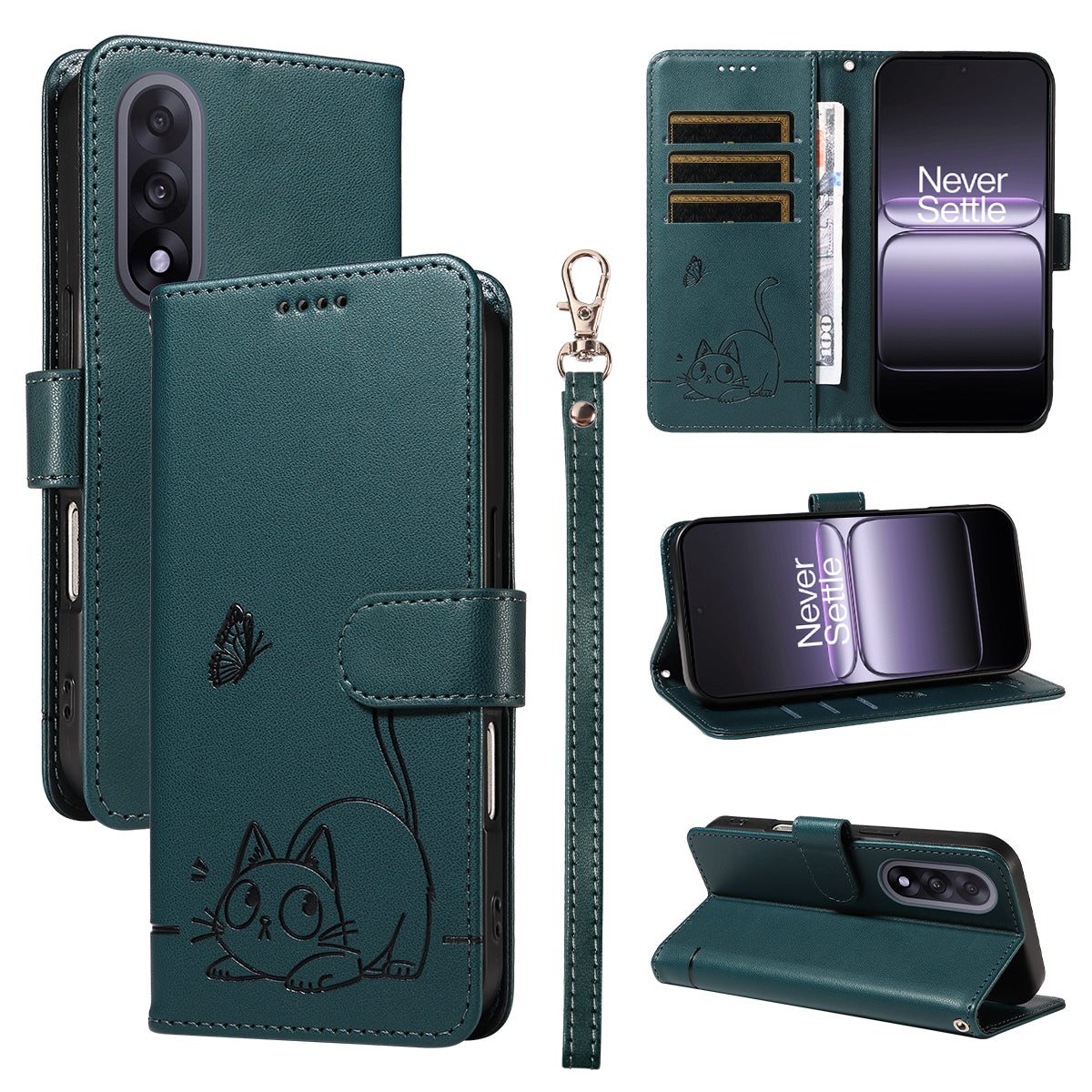 For OnePlus Nord 5 5G / OnePlus Ace 5 Ultra 5G Case Cat Pattern Imprint Leather Phone Cover with Wrist Strap