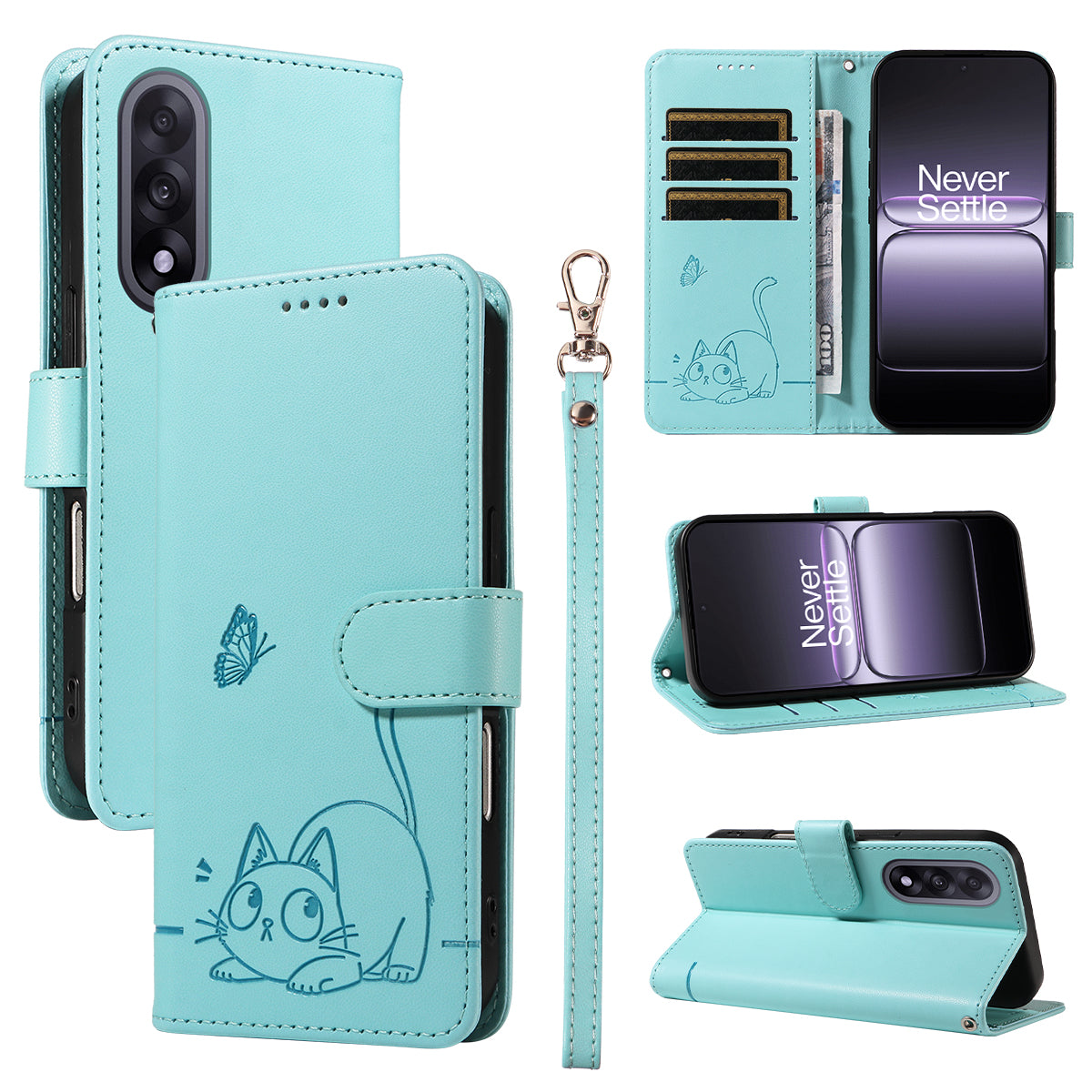 For OnePlus Nord 5 5G / OnePlus Ace 5 Ultra 5G Case Cat Pattern Imprint Leather Phone Cover with Wrist Strap