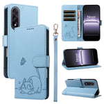 For OnePlus Nord 5 5G / OnePlus Ace 5 Ultra 5G Case Cat Pattern Imprint Leather Phone Cover with Wrist Strap