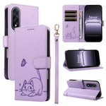 For OnePlus Nord 5 5G / OnePlus Ace 5 Ultra 5G Case Cat Pattern Imprint Leather Phone Cover with Wrist Strap