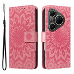 For Huawei Pura 80 Ultra Leather Wallet Case Sunflower Imprinted Phone Cover