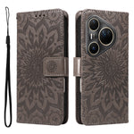 For Huawei Pura 80 Ultra Leather Wallet Case Sunflower Imprinted Phone Cover