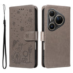For Huawei Pura 80 Ultra Leather Wallet Case Cat Bee Pattern Phone Cover Stand