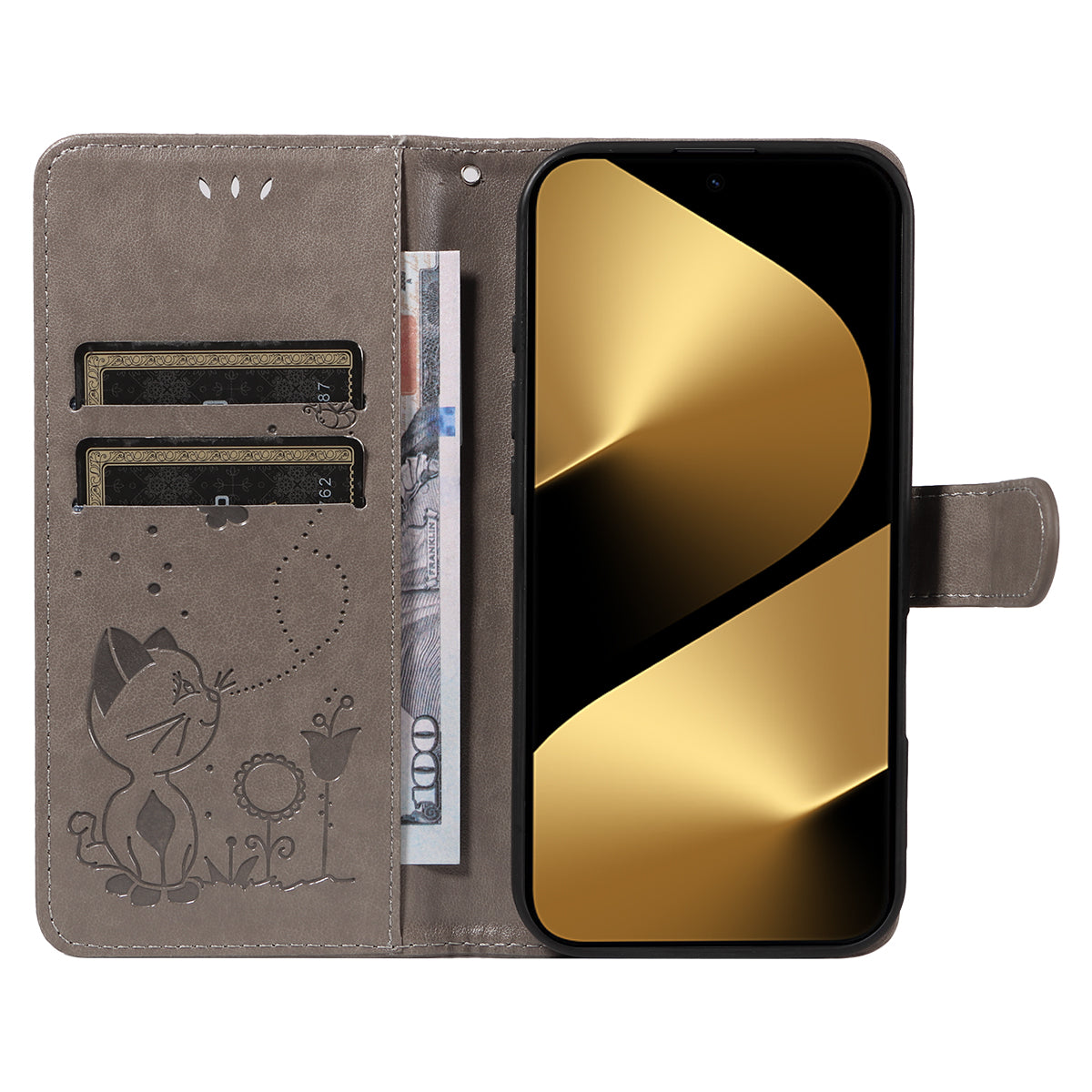 For Huawei Pura 80 Ultra Leather Wallet Case Cat Bee Pattern Phone Cover Stand