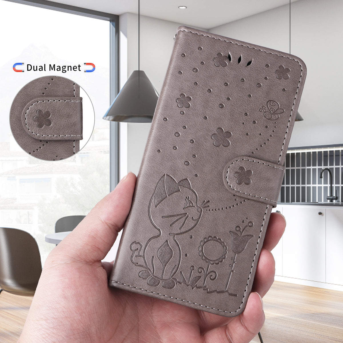 For Huawei Pura 80 Ultra Leather Wallet Case Cat Bee Pattern Phone Cover Stand