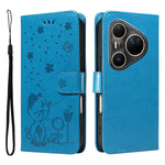 For Huawei Pura 80 Ultra Leather Wallet Case Cat Bee Pattern Phone Cover Stand