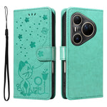 For Huawei Pura 80 Ultra Leather Wallet Case Cat Bee Pattern Phone Cover Stand