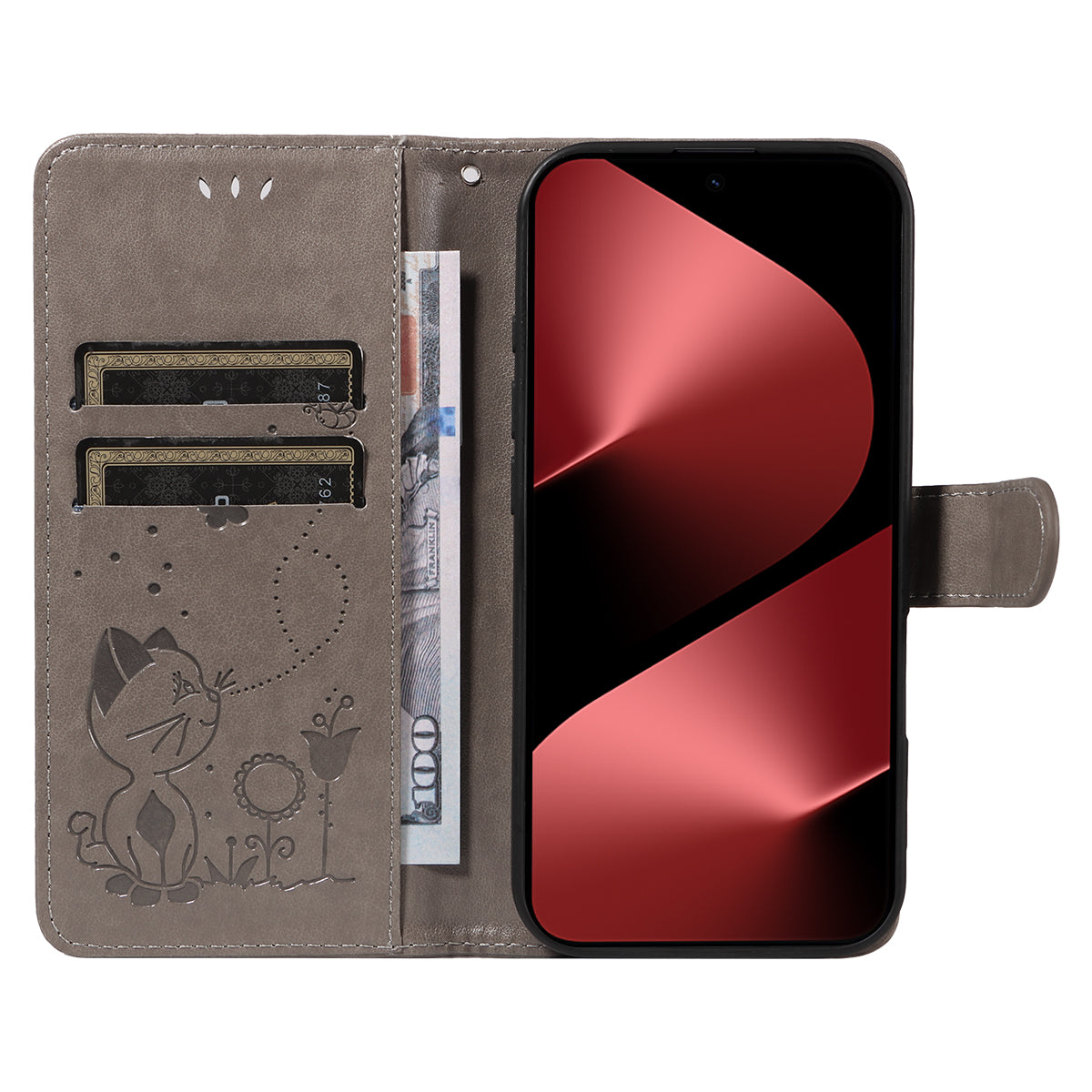 For Huawei Pura 80 Pro+ / Huawei Pura 80 Pro Leather Wallet Case Cat Bee Pattern Phone Cover Stand