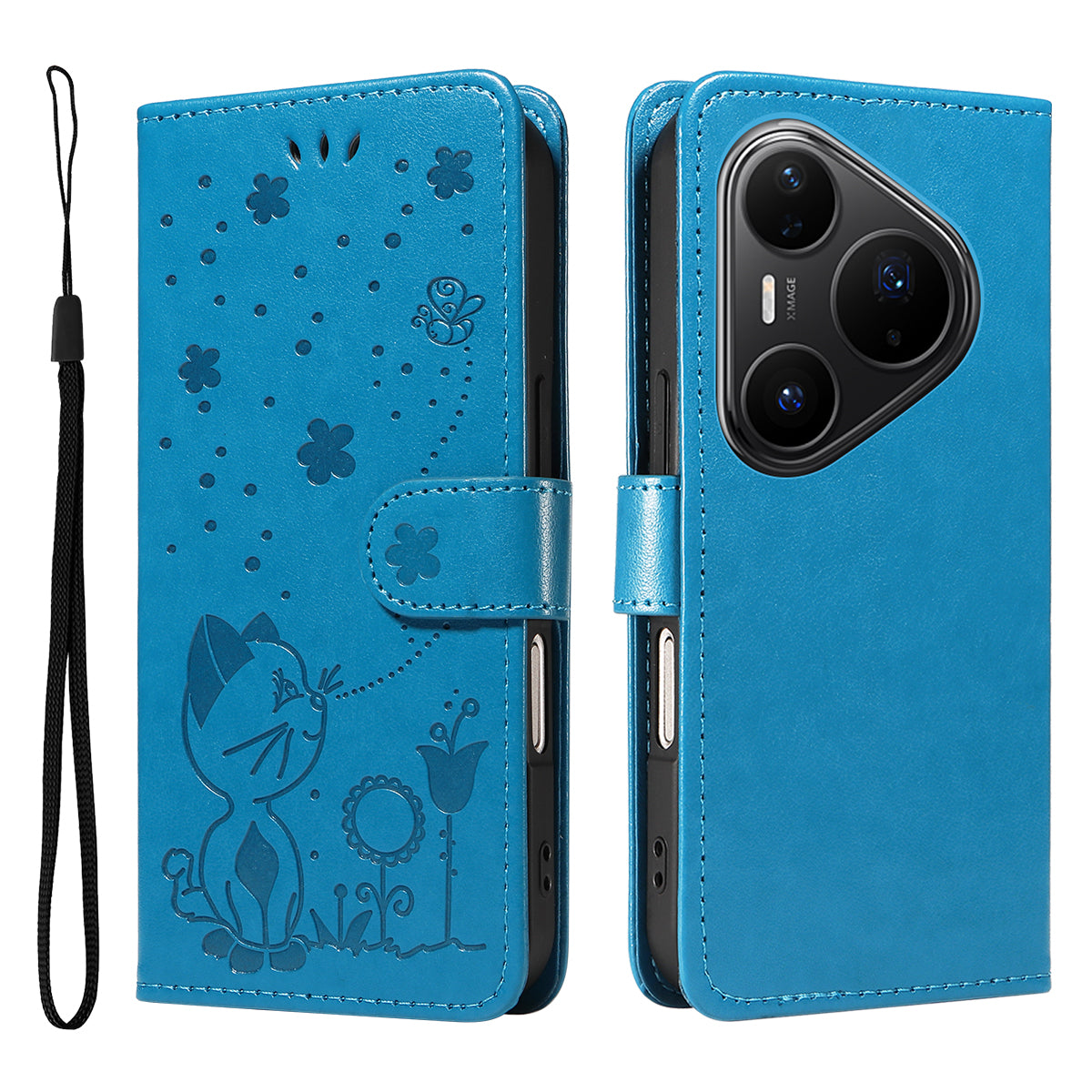 For Huawei Pura 80 Pro+ / Huawei Pura 80 Pro Leather Wallet Case Cat Bee Pattern Phone Cover Stand