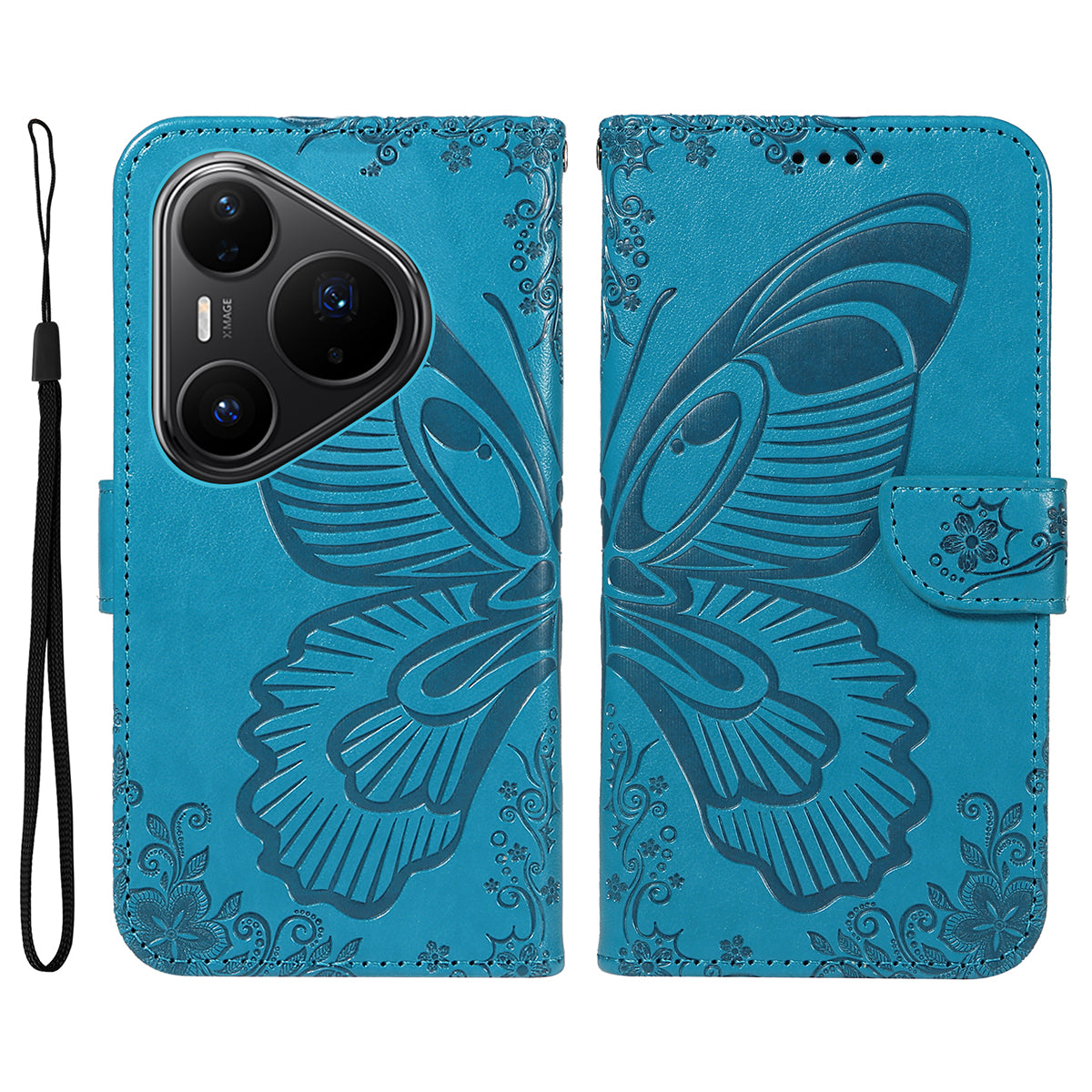 For Huawei Pura 80 Pro+ / Huawei Pura 80 Pro Case Butterfly Pattern PU Leather Folio Flip Phone Cover