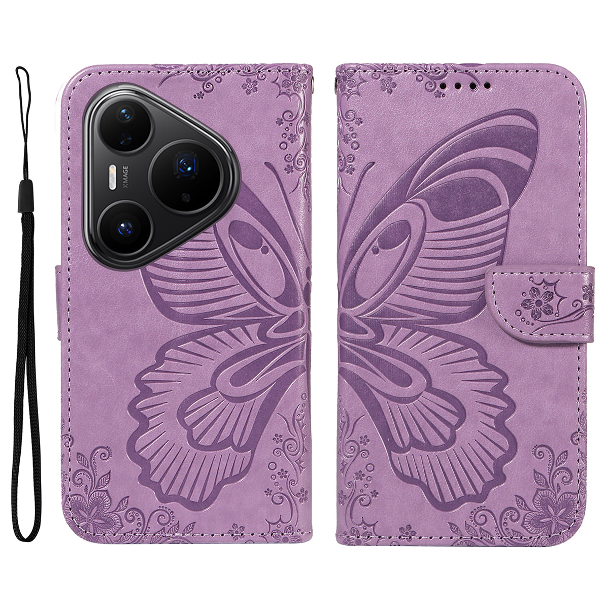 For Huawei Pura 80 Pro+ / Huawei Pura 80 Pro Case Butterfly Pattern PU Leather Folio Flip Phone Cover