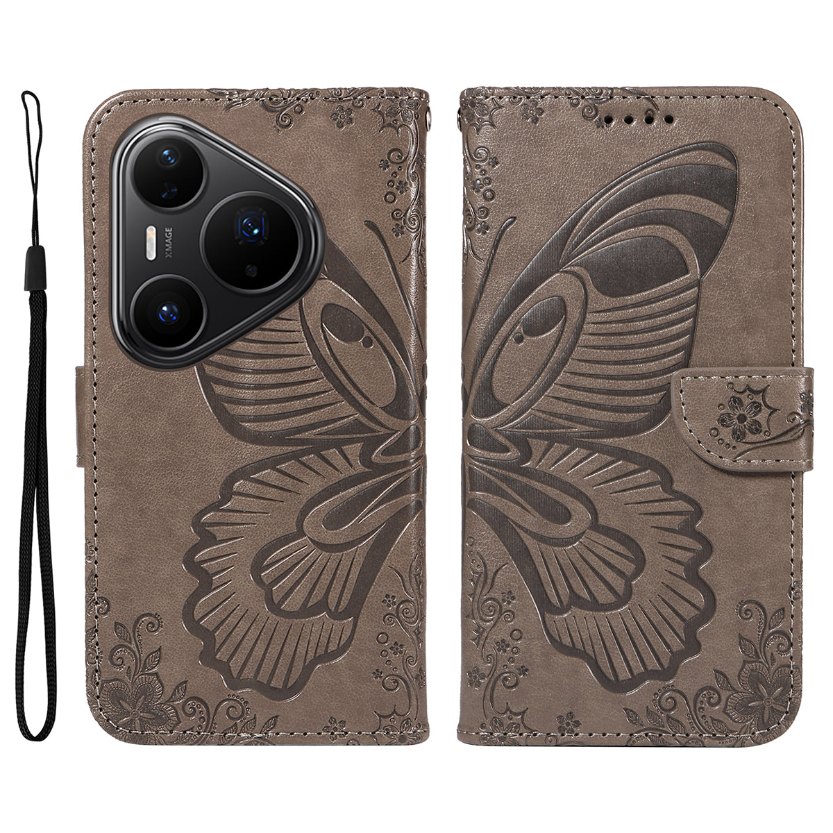 For Huawei Pura 80 Pro+ / Huawei Pura 80 Pro Case Butterfly Pattern PU Leather Folio Flip Phone Cover
