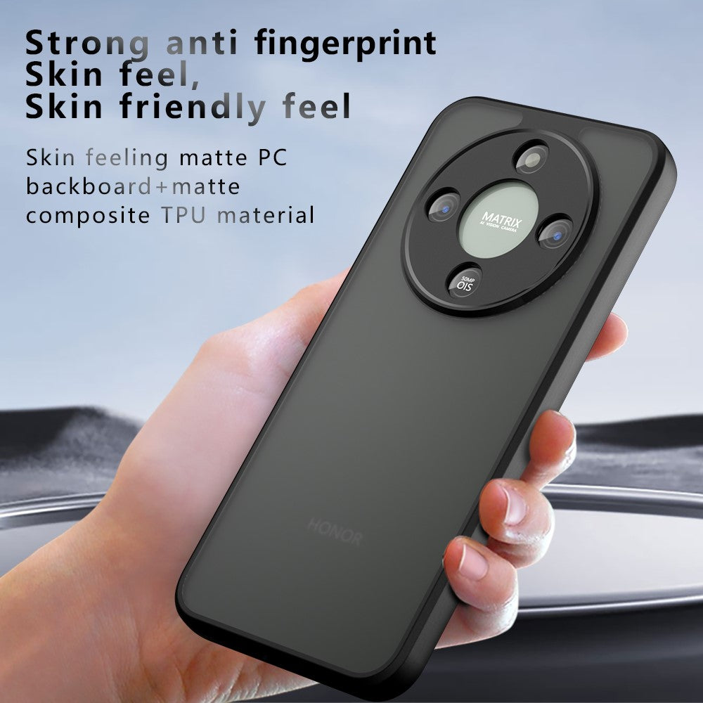 For Honor Magic8 Lite 5G / X9d 5G / X70 5G Case Skin-Touch TPU + PC Matte Phone Back Cover, Transparent Black