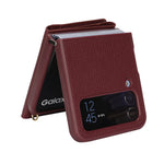 Samsung Galaxy Z Flip4 5G-cover med kortholder, stativ, litchitekstur, PU- og TPU-mobilcover med lang rem