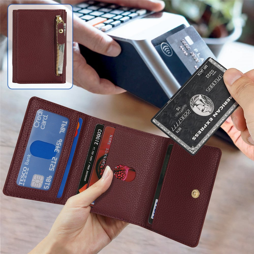 Samsung Galaxy Z Flip4 5G-cover med kortholder, stativ, litchitekstur, PU- og TPU-mobilcover med lang rem