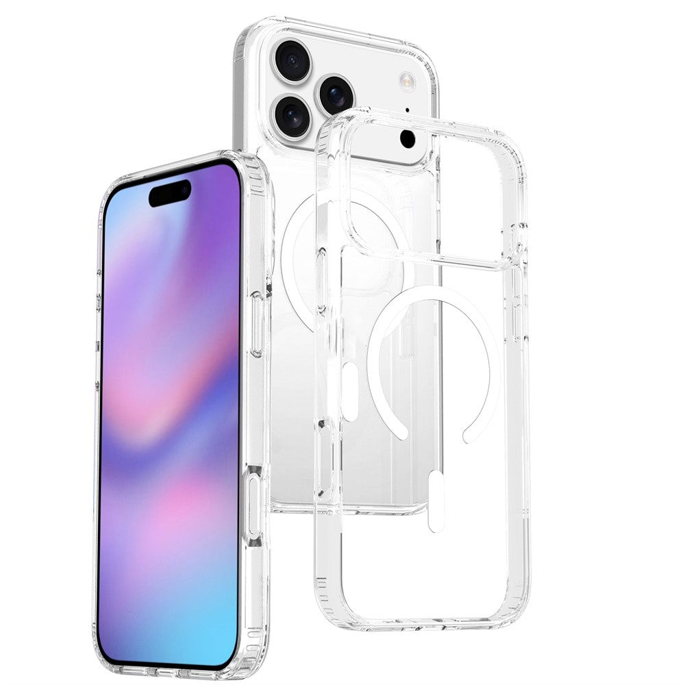For iPhone 18 Pro Max / 17 Pro Max Magnetic Case 2.0mm Scratch Resistant TPU + PC Clear Phone Cover