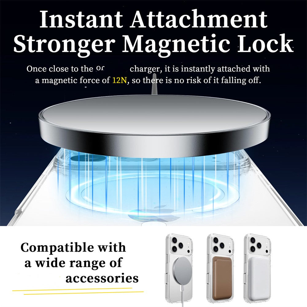 For iPhone 18 Pro Max / 17 Pro Max Magnetic Case 2.0mm Scratch Resistant TPU + PC Clear Phone Cover