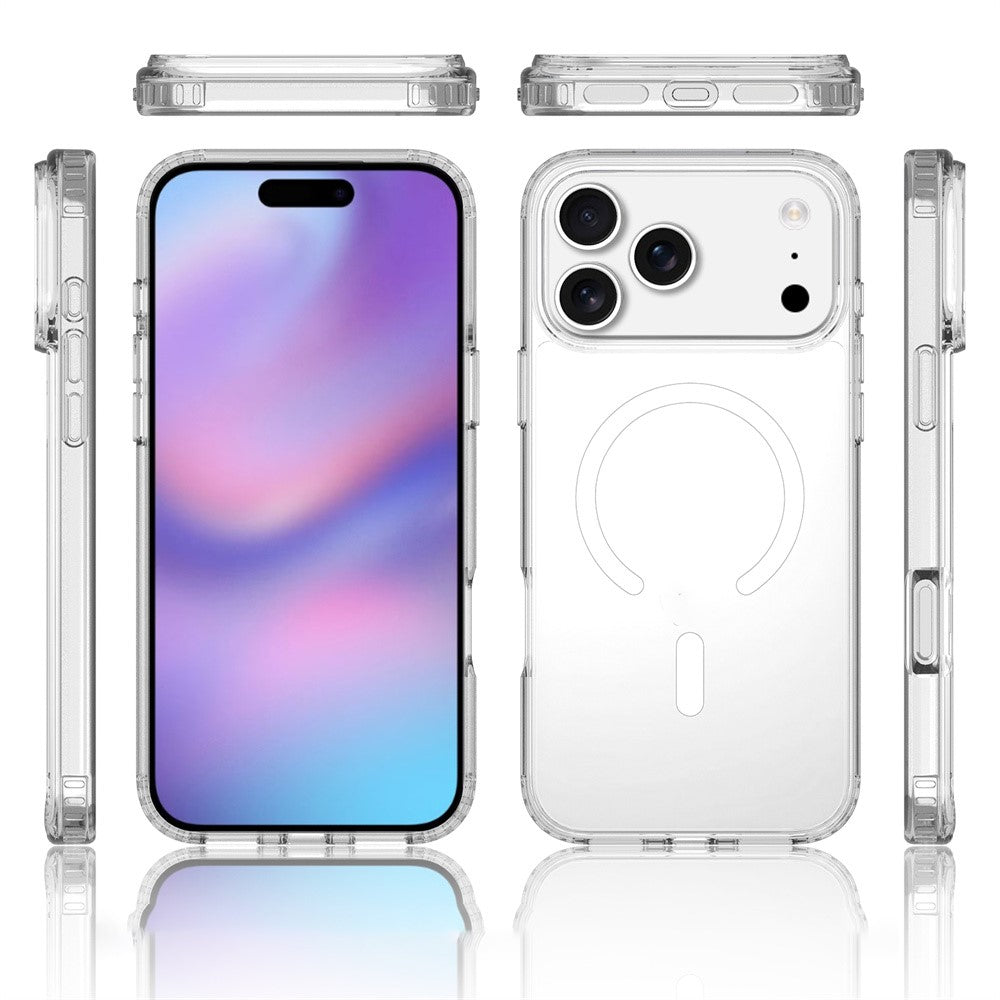 For iPhone 18 Pro Max / 17 Pro Max Magnetic Case 2.0mm Scratch Resistant TPU + PC Clear Phone Cover