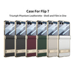 GKK For Samsung Galaxy Z Flip7 5G Kickstand Case Magnetic Hinge Protection PU + PC + Tempered Glass Phone Cover