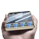 GKK For Samsung Galaxy Z Flip7 5G Kickstand Case Magnetic Hinge Protection PU + PC + Tempered Glass Phone Cover