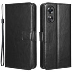 For Oppo A17 4G Crazy Horse Texture PU Leather Phone Case Full Protection Magnetic Clasp Cover with Stand Wallet