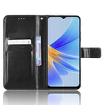 For Oppo A17 4G Crazy Horse Texture PU Leather Phone Case Full Protection Magnetic Clasp Cover with Stand Wallet