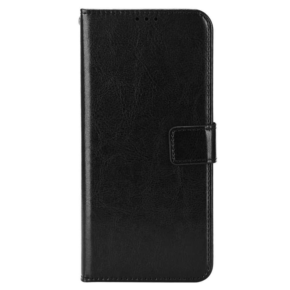 For Oppo A17 4G Crazy Horse Texture PU Leather Phone Case Full Protection Magnetic Clasp Cover with Stand Wallet