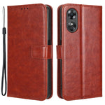 For Oppo A17 4G Crazy Horse Texture PU Leather Phone Case Full Protection Magnetic Clasp Cover with Stand Wallet