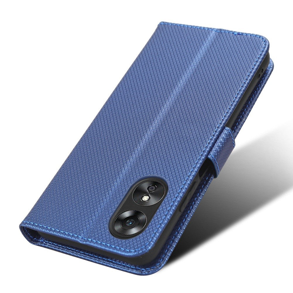 For Oppo A17 4G Diamond Texture PU Leather Stand Wallet Cover Drop-proof Magnetic Clasp Phone Case