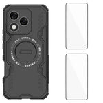 WANLONFENG For Honor 400 Lite 5G Magnetic Case DJ Series PC TPU Phone Cover with 2Pcs Tempered Glass Film