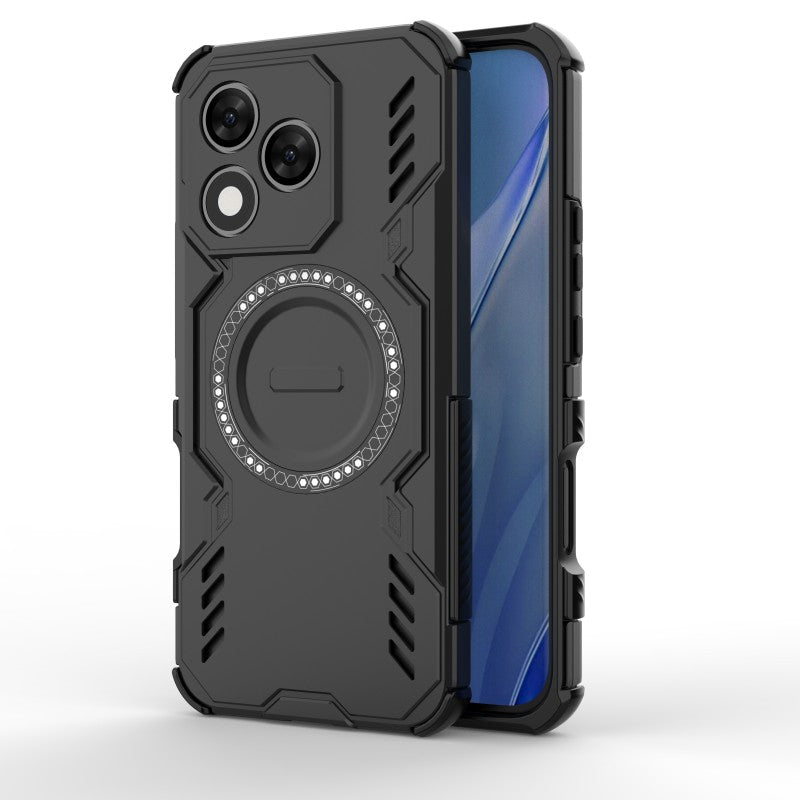 WANLONFENG For Honor 400 Lite 5G Magnetic Case DJ Series PC TPU Phone Cover with 2Pcs Tempered Glass Film