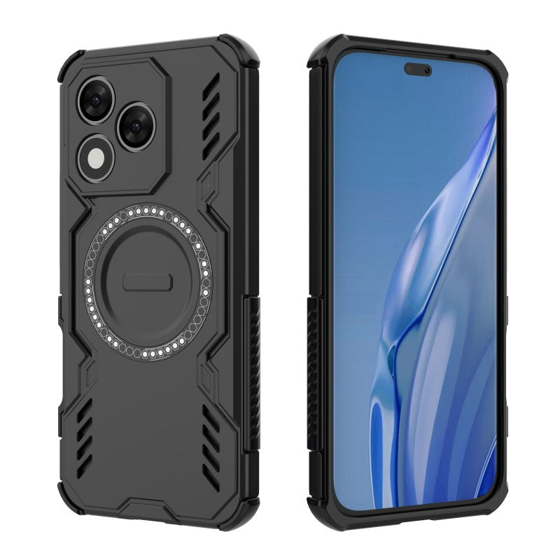 WANLONFENG For Honor 400 Lite 5G Magnetic Case DJ Series PC TPU Phone Cover with 2Pcs Tempered Glass Film