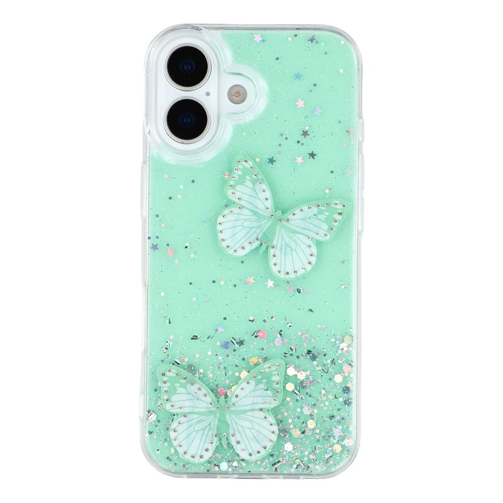 Til iPhone 17 Cover Epoxy PVC Sommerfugl TPU Æstetik Telefoncover