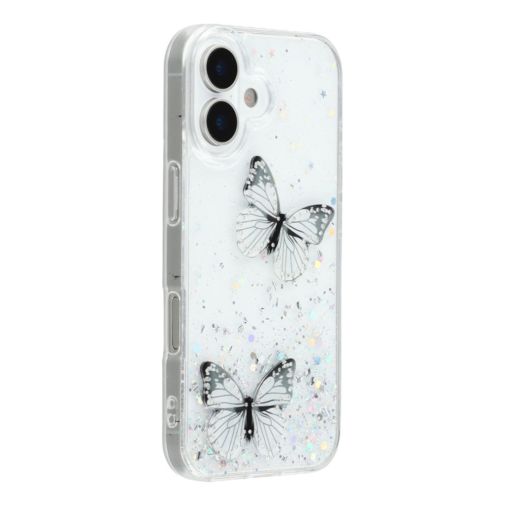 Til iPhone 17 Cover Epoxy PVC Sommerfugl TPU Æstetik Telefoncover
