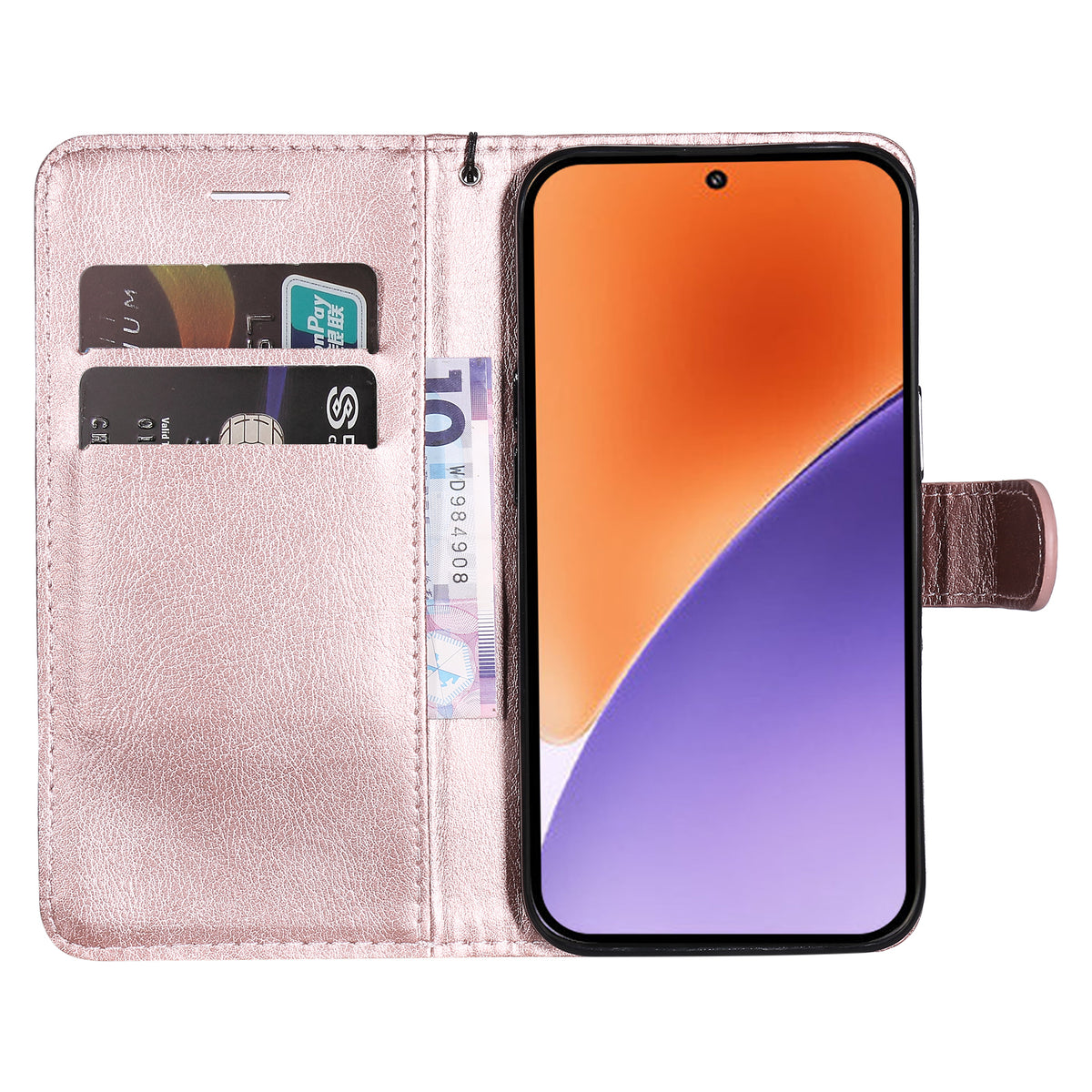 For Xiaomi 15 Leather Wallet Case with Strap Solid Color Phone Stand Cover