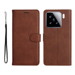 For Xiaomi 15 Leather Wallet Case with Strap Solid Color Phone Stand Cover