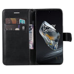 For OnePlus 12 5G Leather Wallet Case with Strap Solid Color Phone Stand Cover