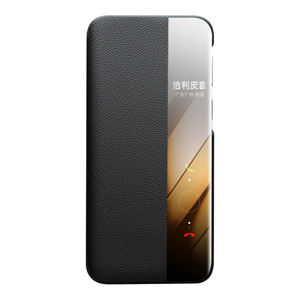 QIALINO För Huawei Pura 80 Ultra Skal View Window Flip Äkta Koläder Slim mobilskal