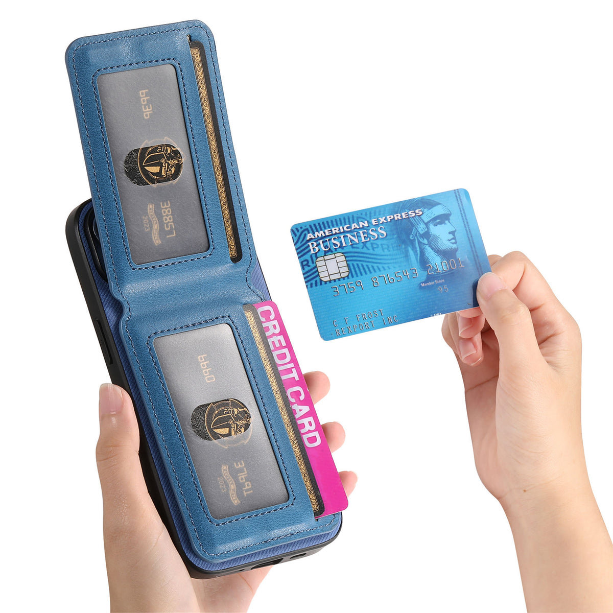 Til Samsung Galaxy A18 5G / A18 4G / A17 5G / A17 4G Cover, Stoftekstur Læder + PC + TPU RFID Blokerende Telefoncover med Kortholder