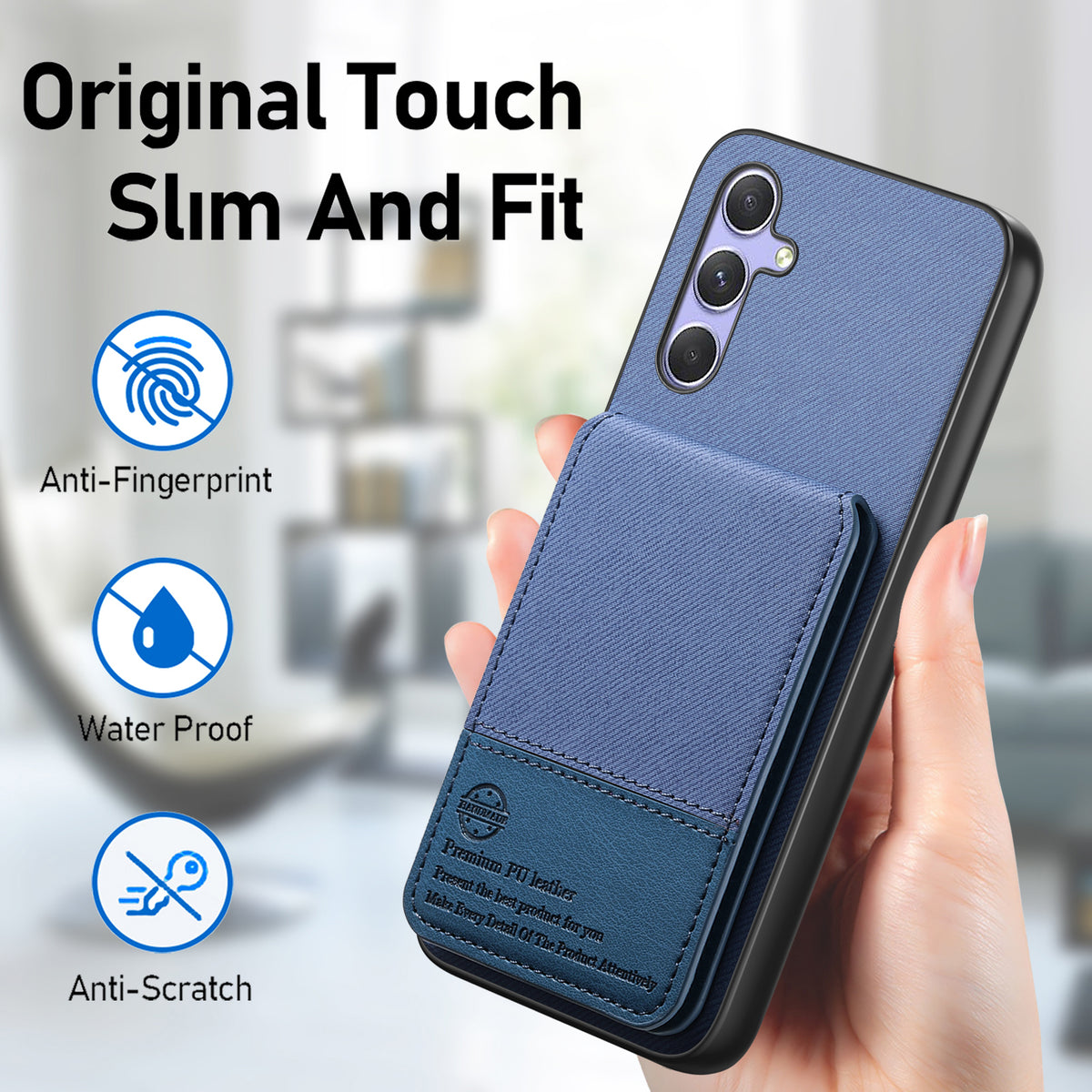 Til Samsung Galaxy A18 5G / A18 4G / A17 5G / A17 4G Cover, Stoftekstur Læder + PC + TPU RFID Blokerende Telefoncover med Kortholder
