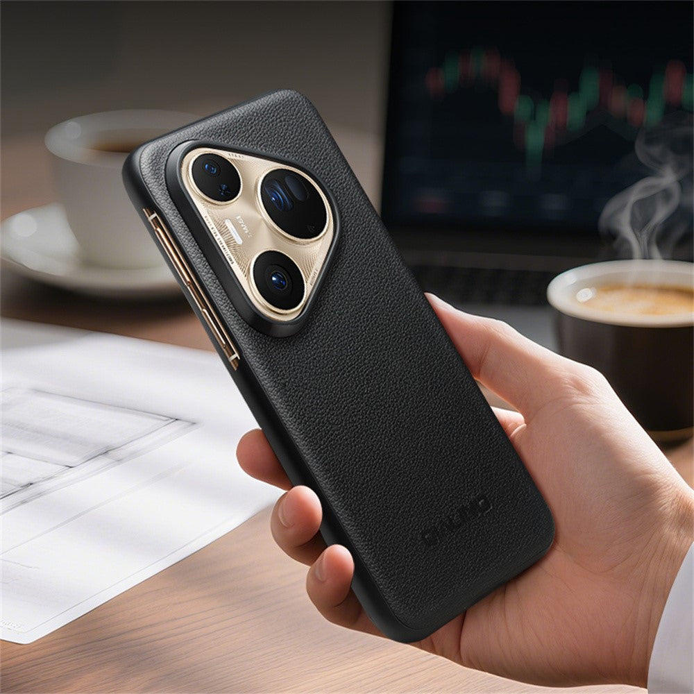 QIALINO För Huawei Pura 80 Skal View Window Flip Äkta Koläder Slim mobilskal