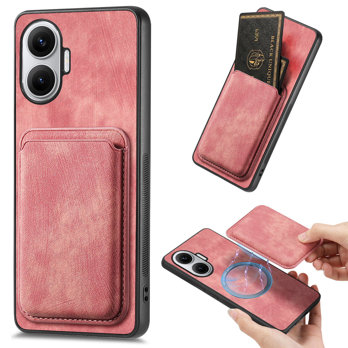 For Xiaomi Redmi Turbo 4 Pro 5G Magnetic Case Leather Back Cover with Detachable Card Holder