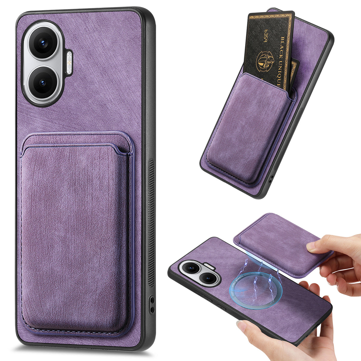 For Xiaomi Redmi Turbo 4 Pro 5G Magnetic Case Leather Back Cover with Detachable Card Holder