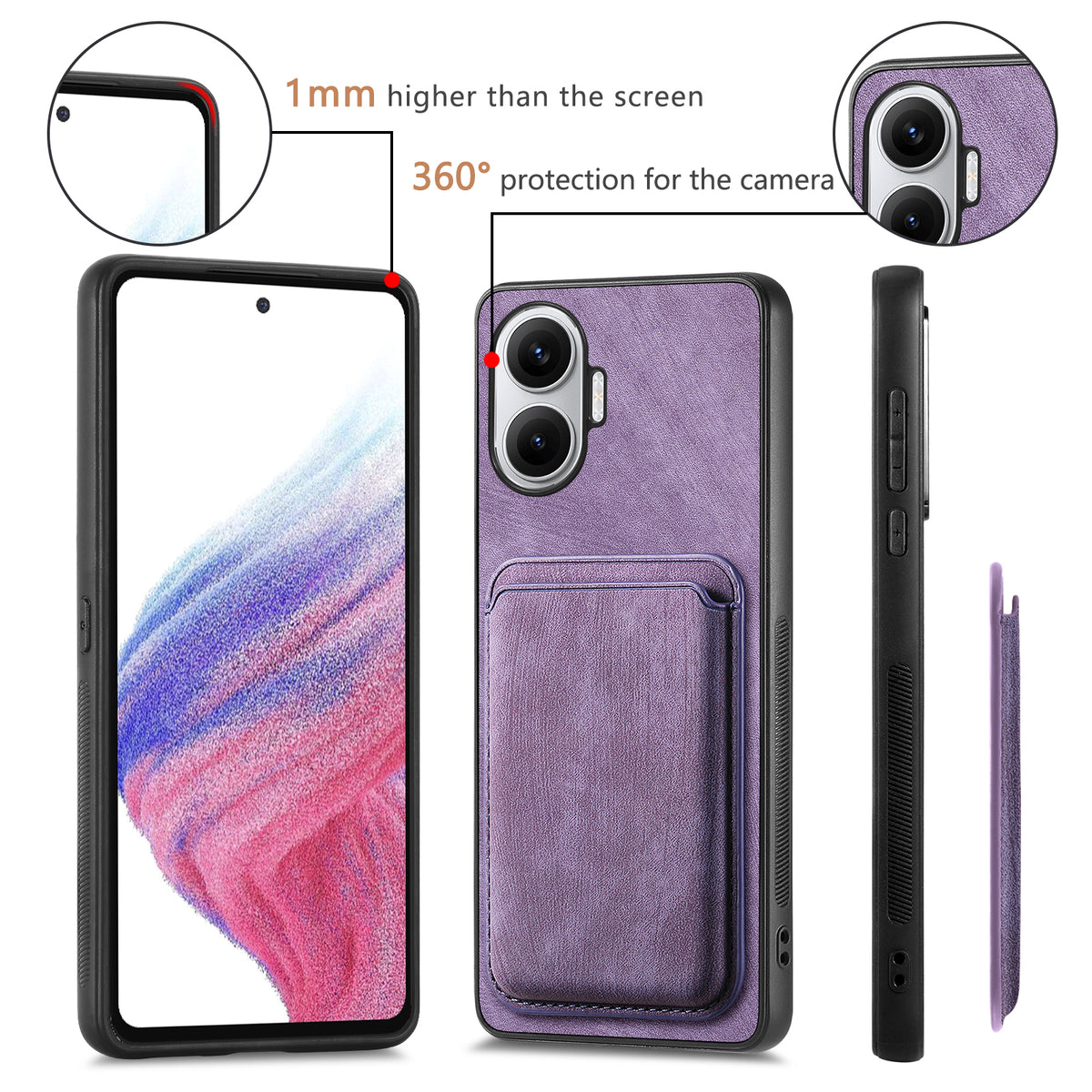 For Xiaomi Redmi Turbo 4 Pro 5G Magnetic Case Leather Back Cover with Detachable Card Holder