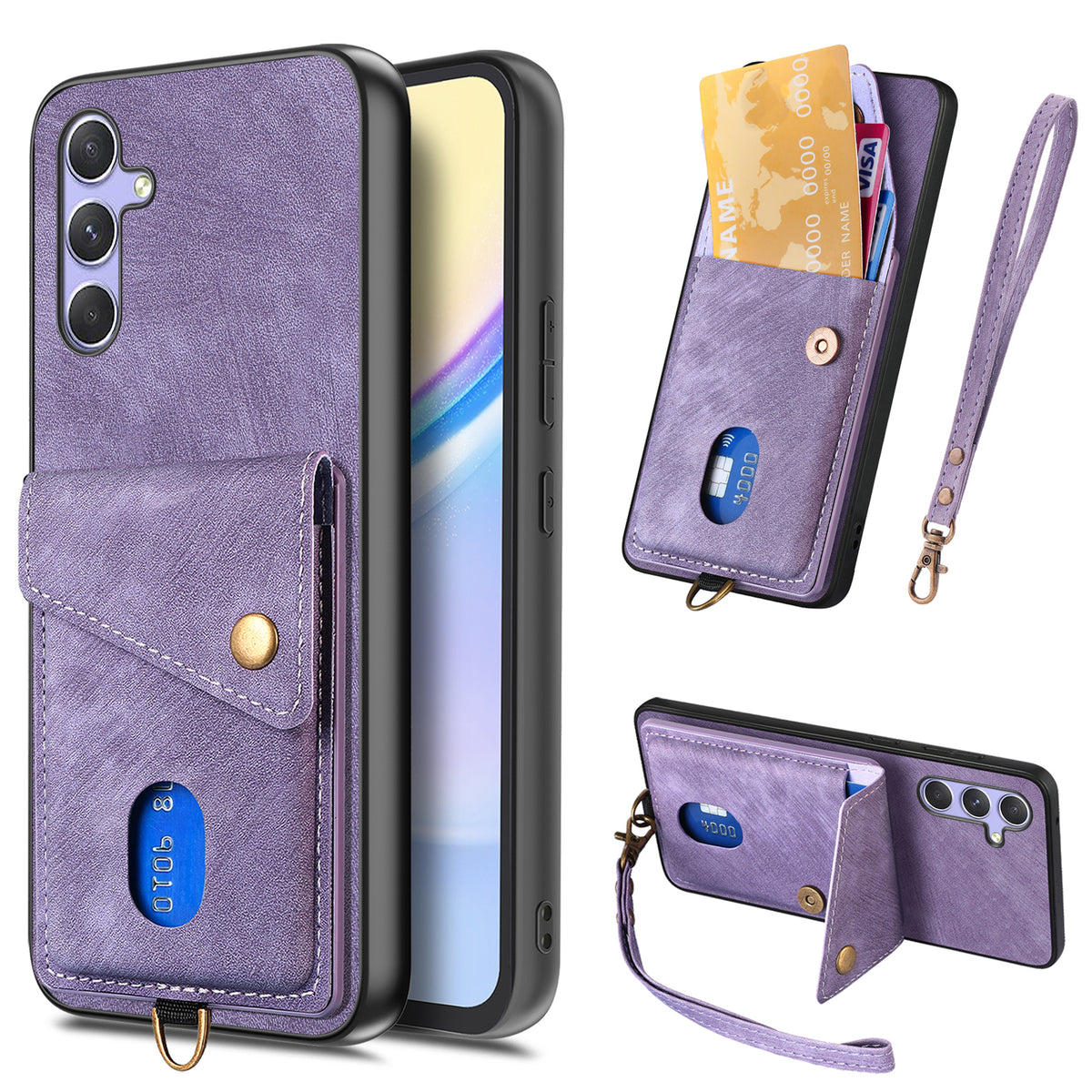 For Samsung Galaxy A18 5G / A18 4G / A17 5G / A17 4G Case with Card Holder Kickstand Leather Phone Back Cover