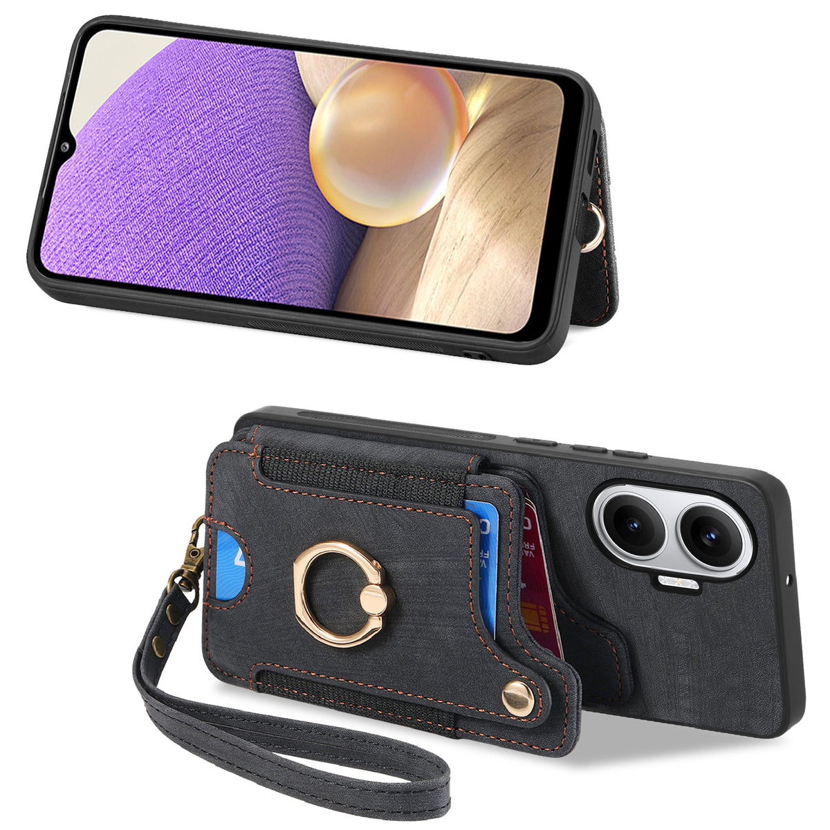 For Xiaomi Redmi Turbo 4 Pro 5G Retro PU Leather Back Cover with RFID Blocking Card Holder