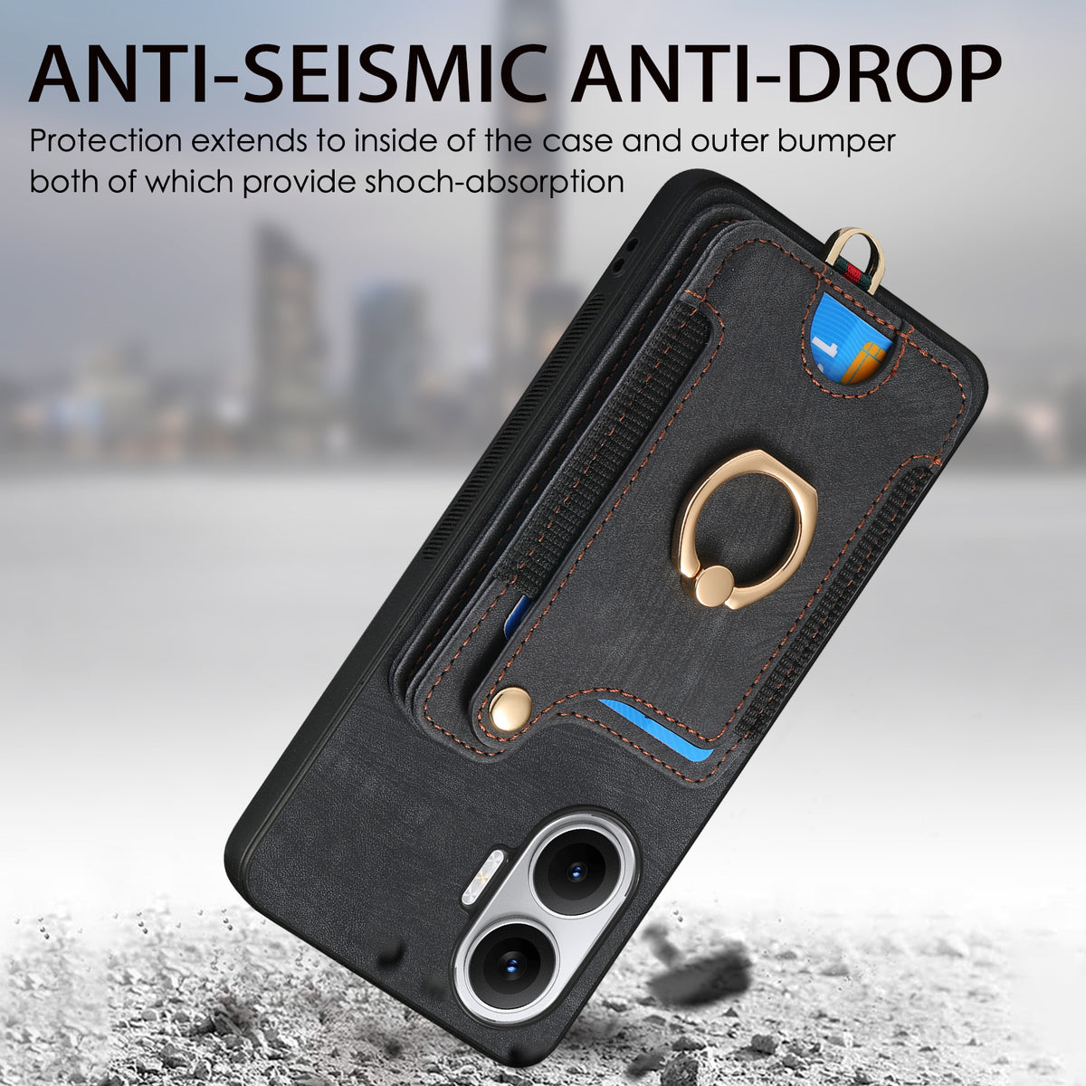 For Xiaomi Redmi Turbo 4 Pro 5G Retro PU Leather Back Cover with RFID Blocking Card Holder